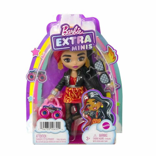 фото Кукла barbie extra minis в мотокуртке, с аксессуарами и подставкой, hkp88