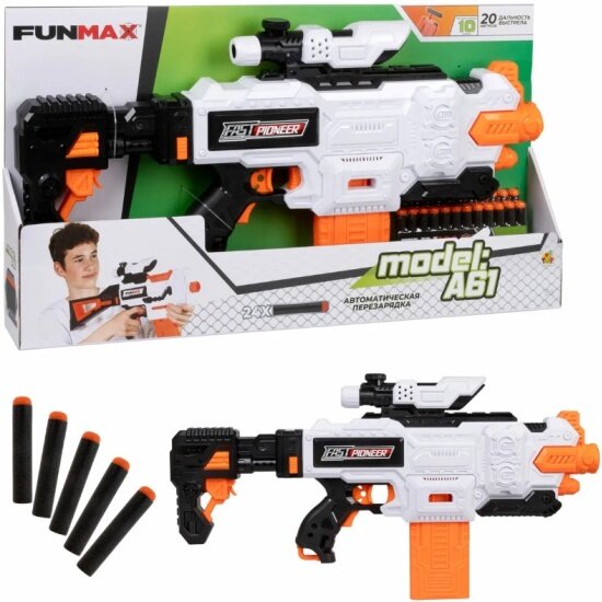 Бластер Funmax Т24245 с мягкими пулями, А61, 24 снаряда