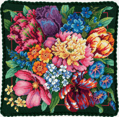 Изображение товара 72-120011 Набор для вышивания подушки (гобелен) DIMENSIONS Floral Splendor "Цветочный блеск"