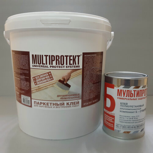 Изображение товара Клей паркетный полиуретановый (двухкомпонентный) МультиПротект 10л