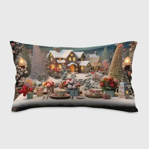 Объемные новогодние домики Подушка