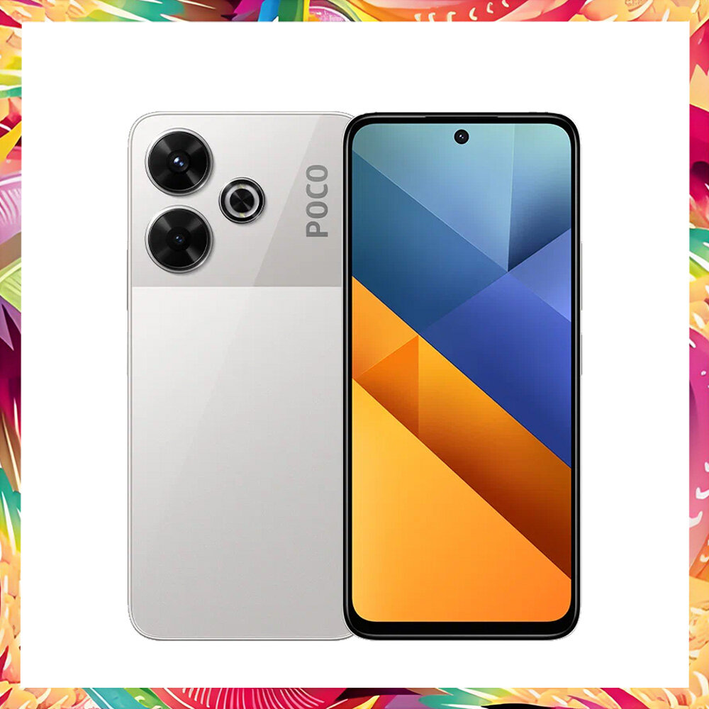 Смартфон Xiaomi Poco M6 4G 6/128 ГБ Global, Dual nano SIM, серебристый