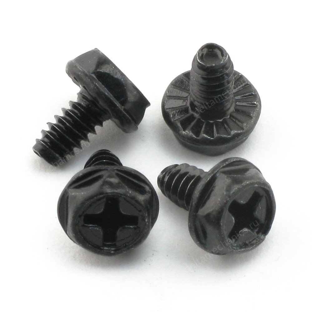 Винты для крепления карт расширений / блока питания/ комплектующих ПК (UNC HWM#6-32 x 6) 4шт, черные