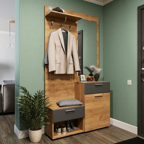 Прихожая МК СТИЛЬ Прихожая Сафари с обувницей Дуб Крафт золотой Графит Софт 15100₽