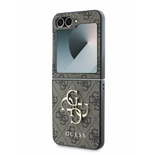 Guess для Galaxy Z Flip6 чехол PU 4G Big metal logo Hard Brown коричневый