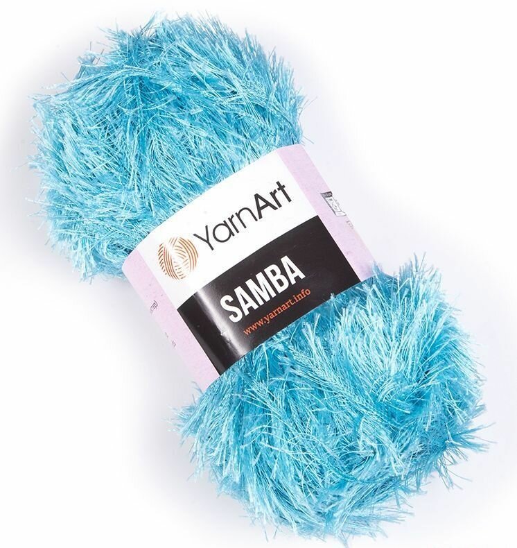 Пряжа Травка Самба (Samba Yarnart) упаковка 5 мотков 100 г. 150 м. 100% полиэстер цвет 30 яркая бирюза