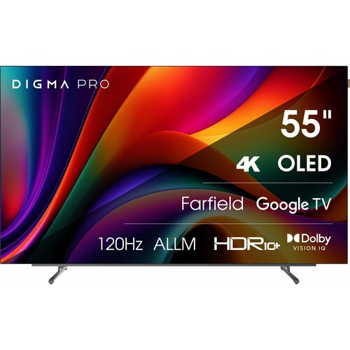 Digma Pro 55" OLED 55M Google TV Frameless черный/серебристый 4K Ultra HD 120Hz DVB-T DVB-T2 DVB-C DVB-S DVB-S2 USB 2.0 WiFi Smart TV