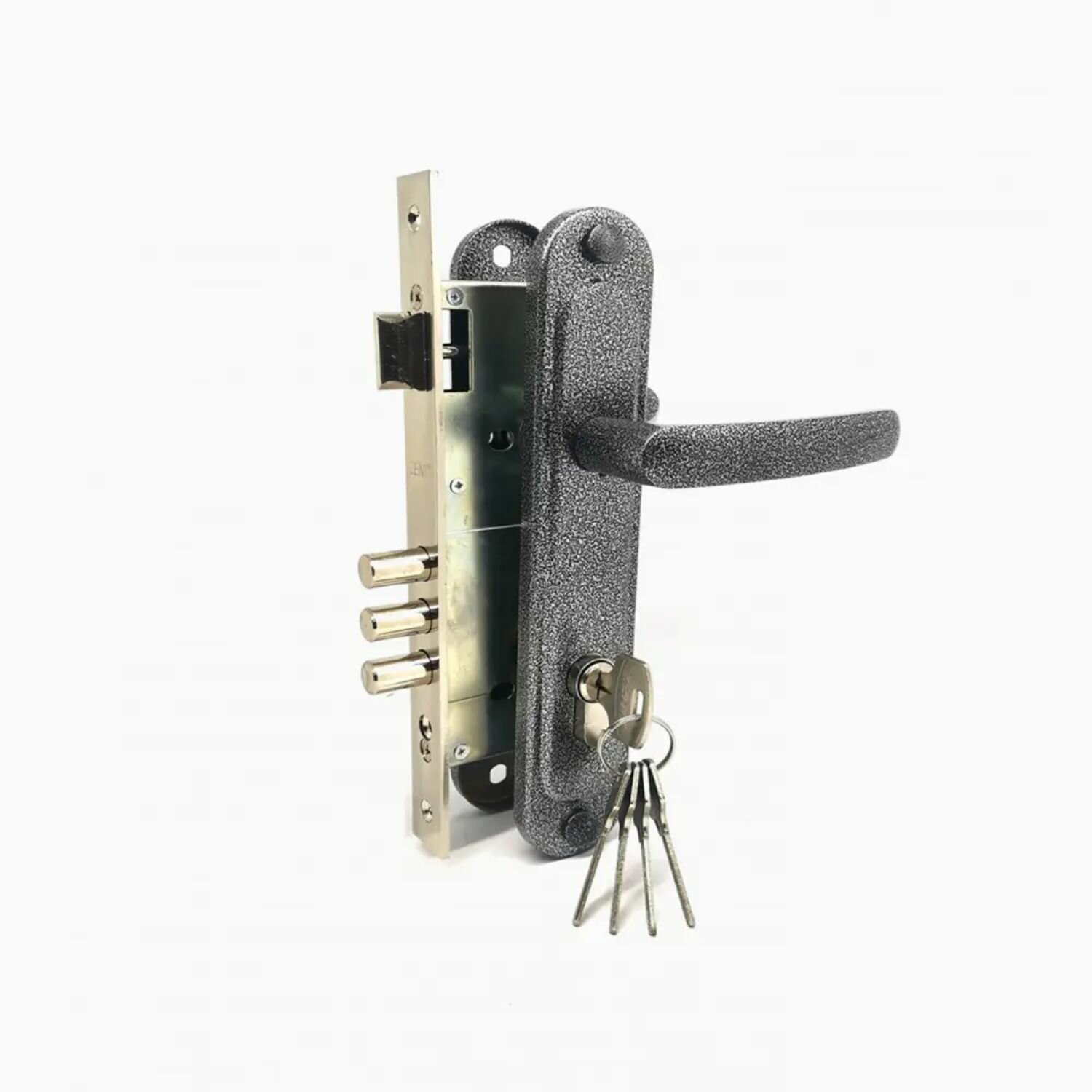 Замок врезной Зенит ЗВ4-85.3 (серебро), круглые ригели, вылет 19 мм — фото 1