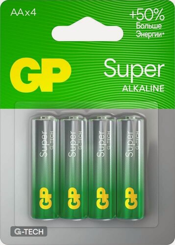 Изображение товара Батарейка GP LR6/AA Super Alkaline G-Tech BL4 GP15AA21-2CRSBC4, 4шт.