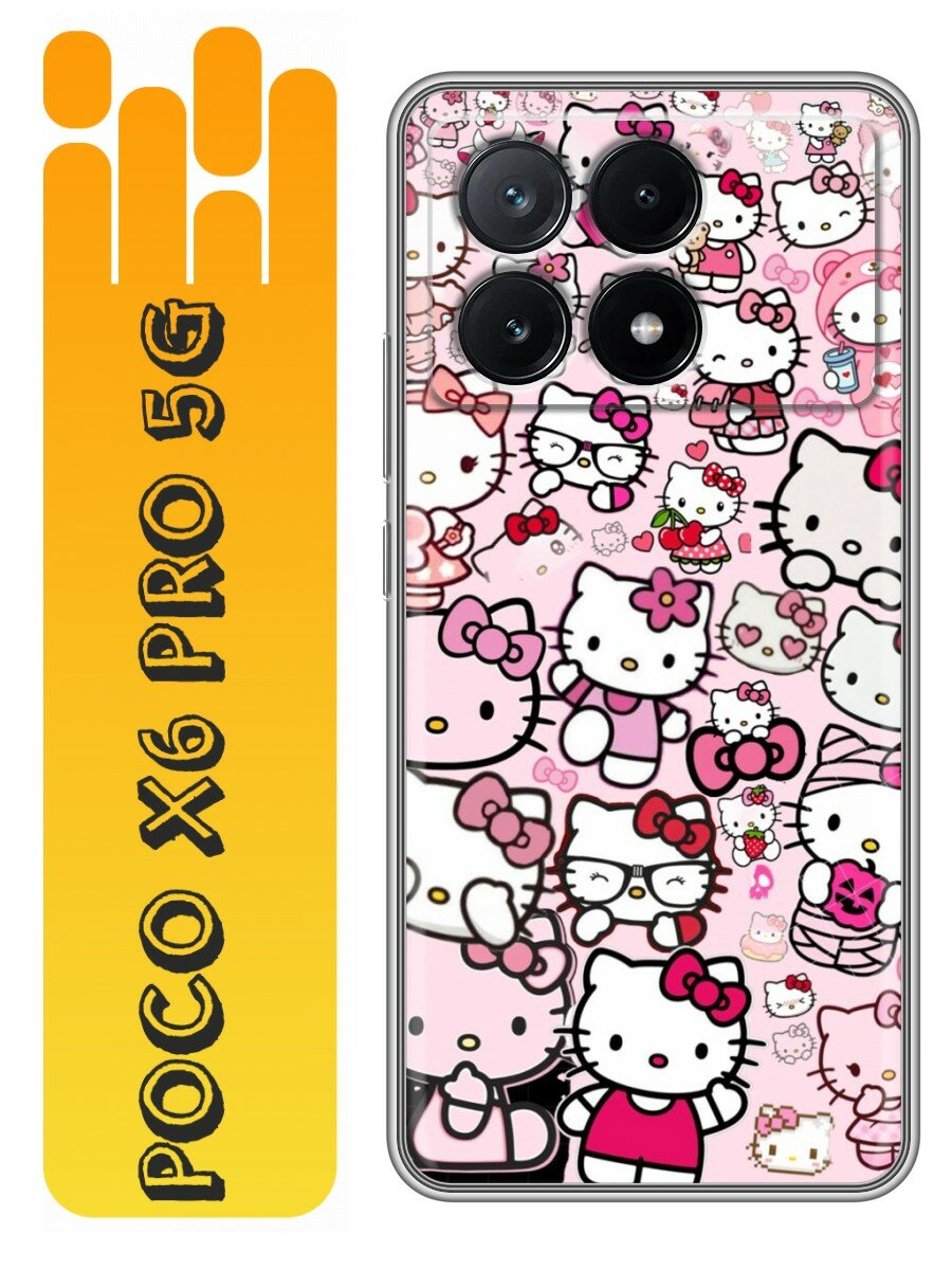 Чехол для Xiaomi Poco X6 Pro 5G с принтом Hello Kitty Хеллоу Китти на Сяоми Поко Х6 Про 5G