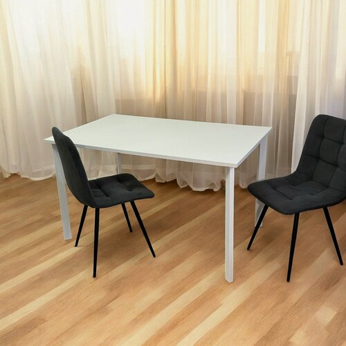 Изображение товара Стол обеденный/ цвет столешницы Белый, 130*80 см. Ножки белые.
