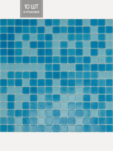 Изображение товара Elada Mosaic Плитка мозаика MC123 голубой микс, коробка, 10 матриц, 1,07 м2, 32.7 см x 32.7 см, размер чипа: 20x20 мм
