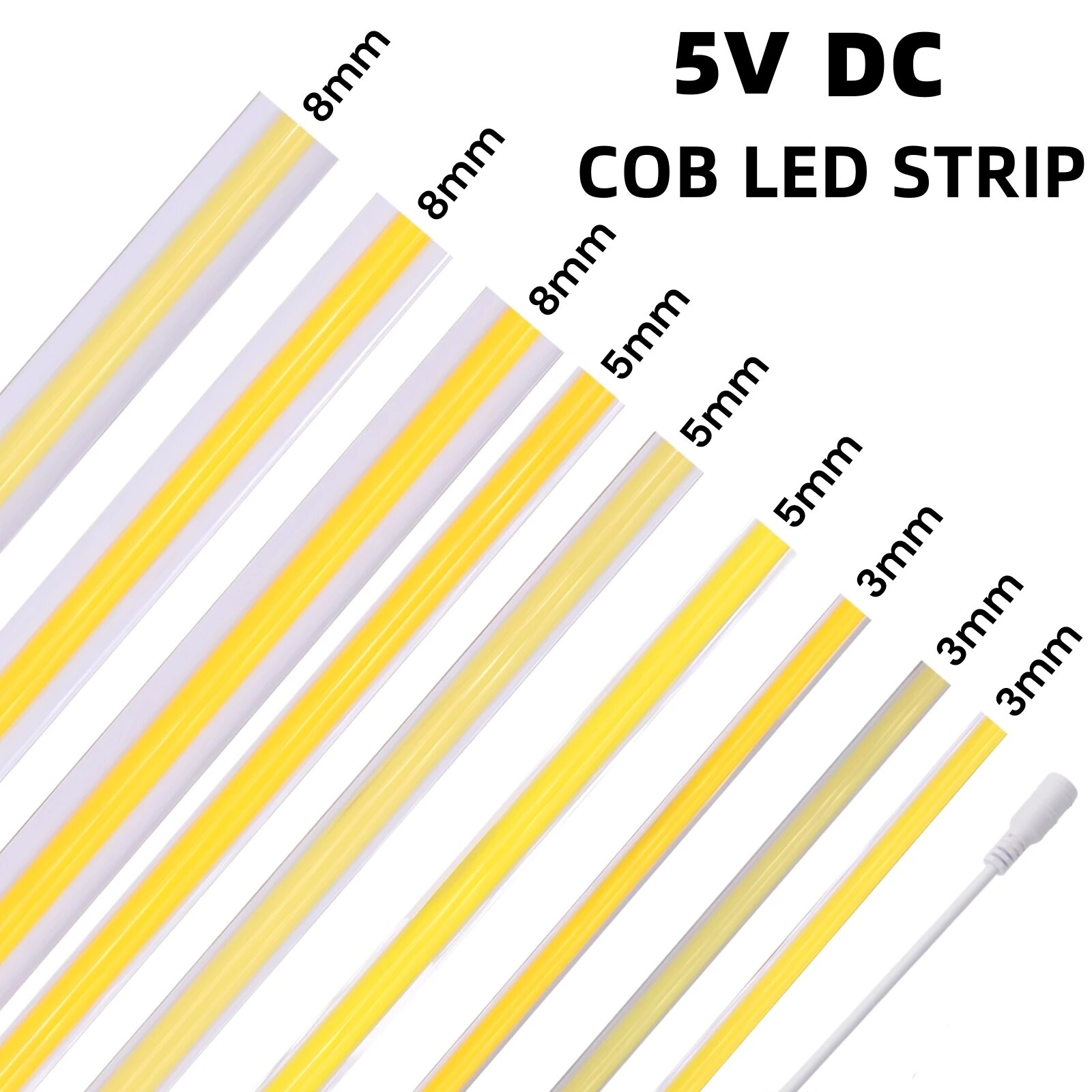 HEGEHE Светодиодная лента 320 светодиодов/м 5В теплый/естественный/холодный свет DC Female Warm White 1 м 5MM PCB Width
