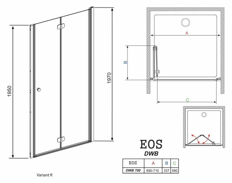 Душевая дверь Radaway EOS DWB70 стекло интимато в профиль хром распашная