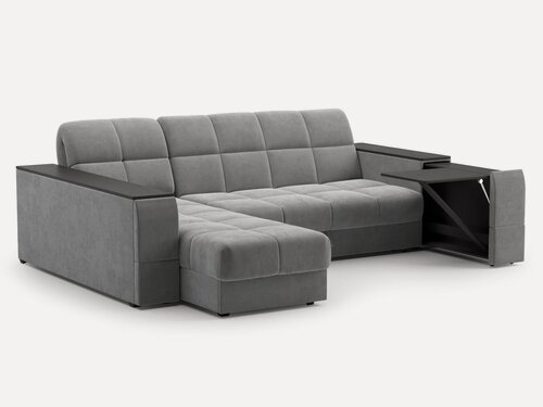 Изображение товара Угловой диван-кровать "Флай", левый, аккордеон, подлокотники короб+столик, велюр, габ. размер дивана 260*214.