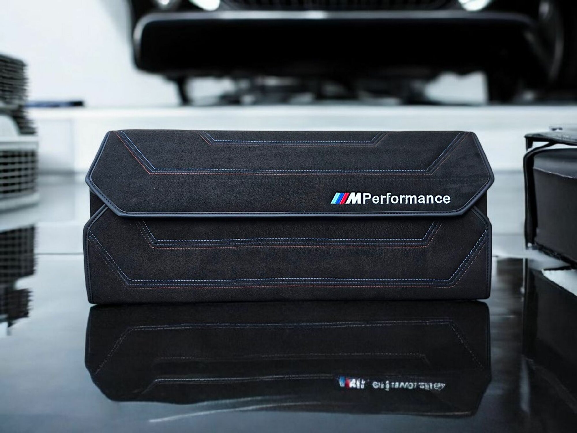 Органайзер в багажник BMW M Performance, алькантара черная, 70см