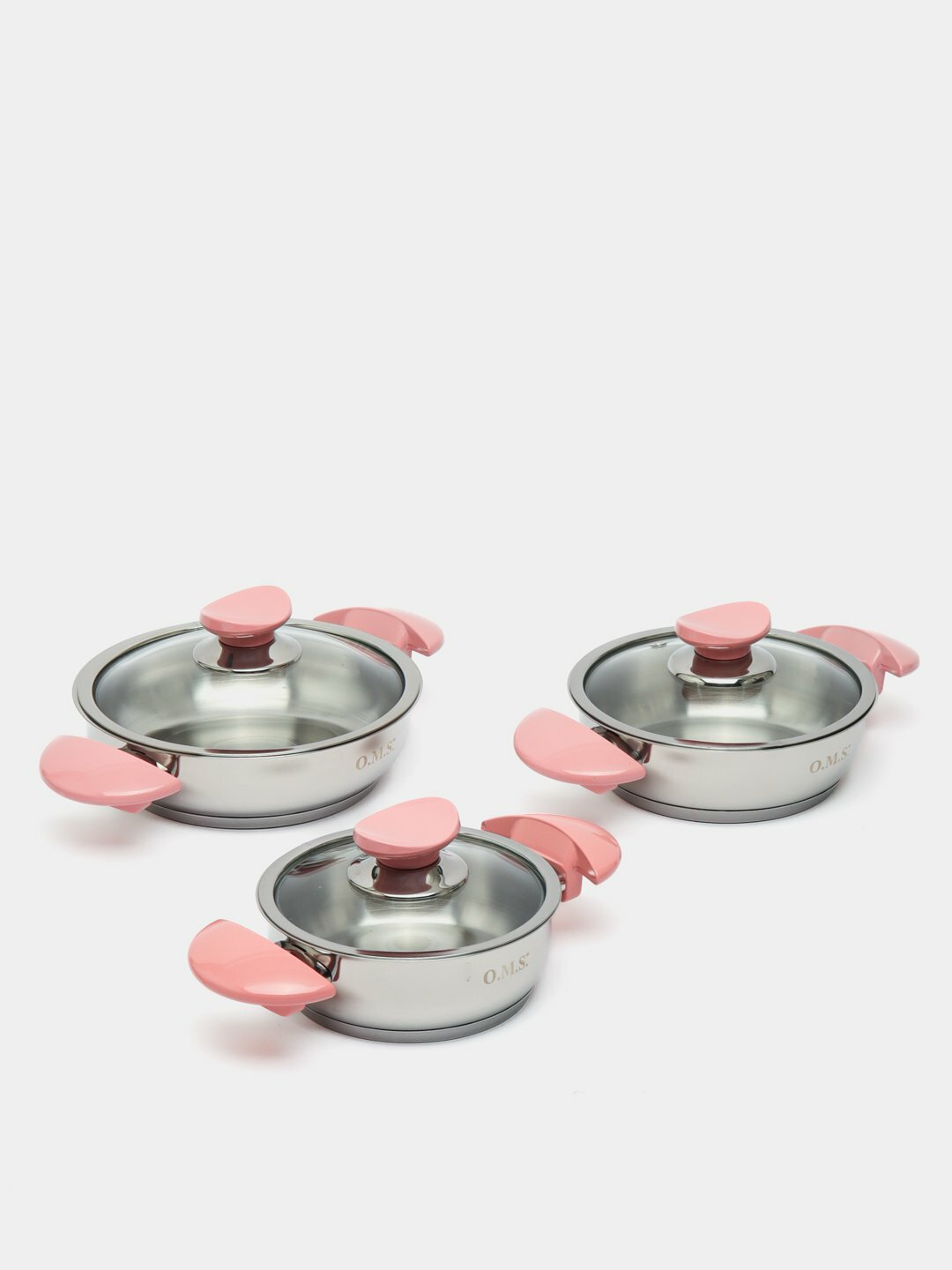 Набор кастрюль O.M.S Collection OMS 1034 S, нержавеющая сталь, Розовый