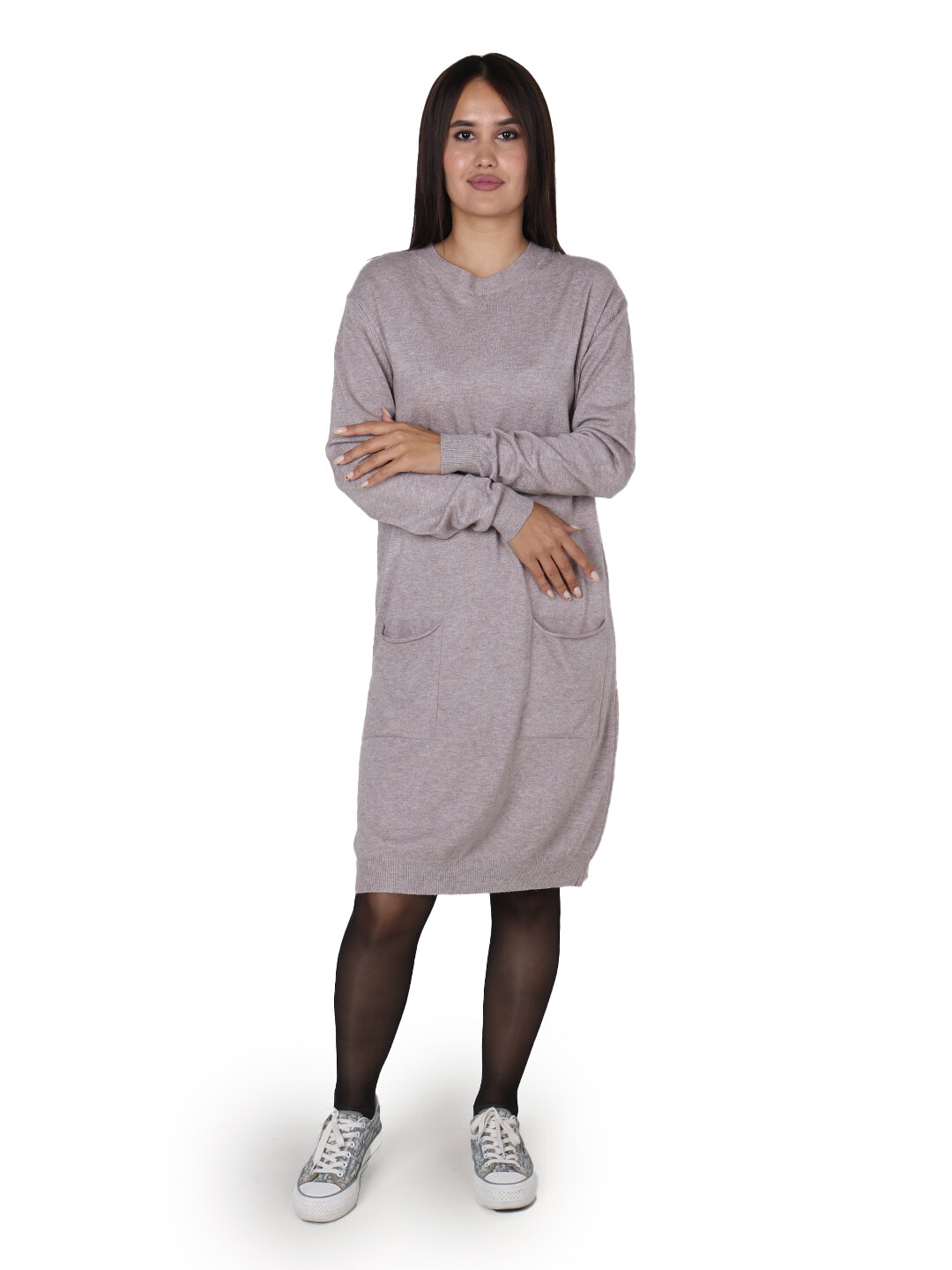 Туника , размер One Size, бежевый меланж — фото 1