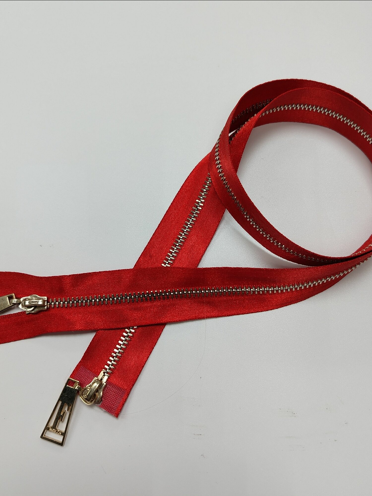 Молния на атласе металл 2 бегунка тип 3 золото