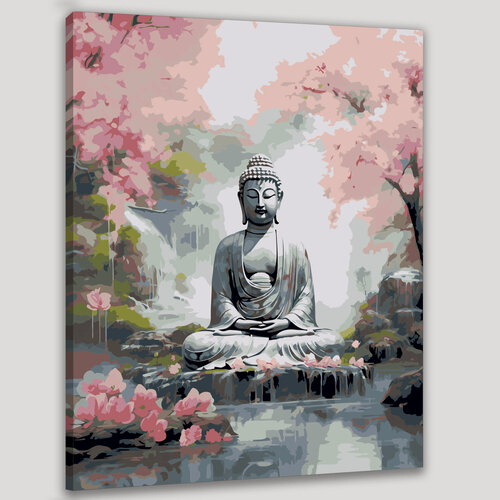 Изображение товара Картина по номерам 40x50 см, Будда, пробуждение, акварель, мягкие тона, спокойствие, самоанализ, медитация, природа