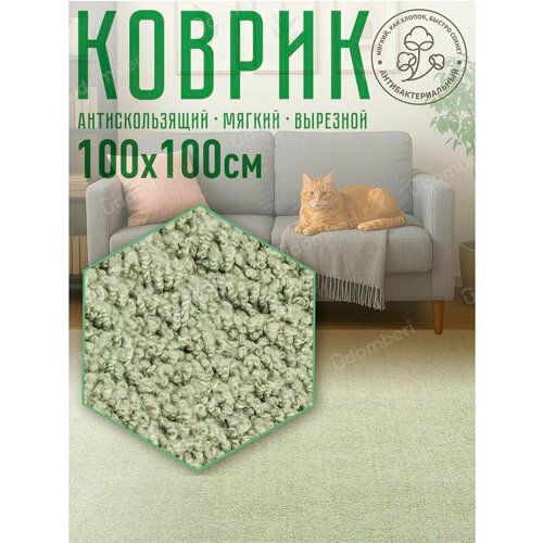 фото Ковер комнатный напольный с ворсом для зала 100х100 vdomberi