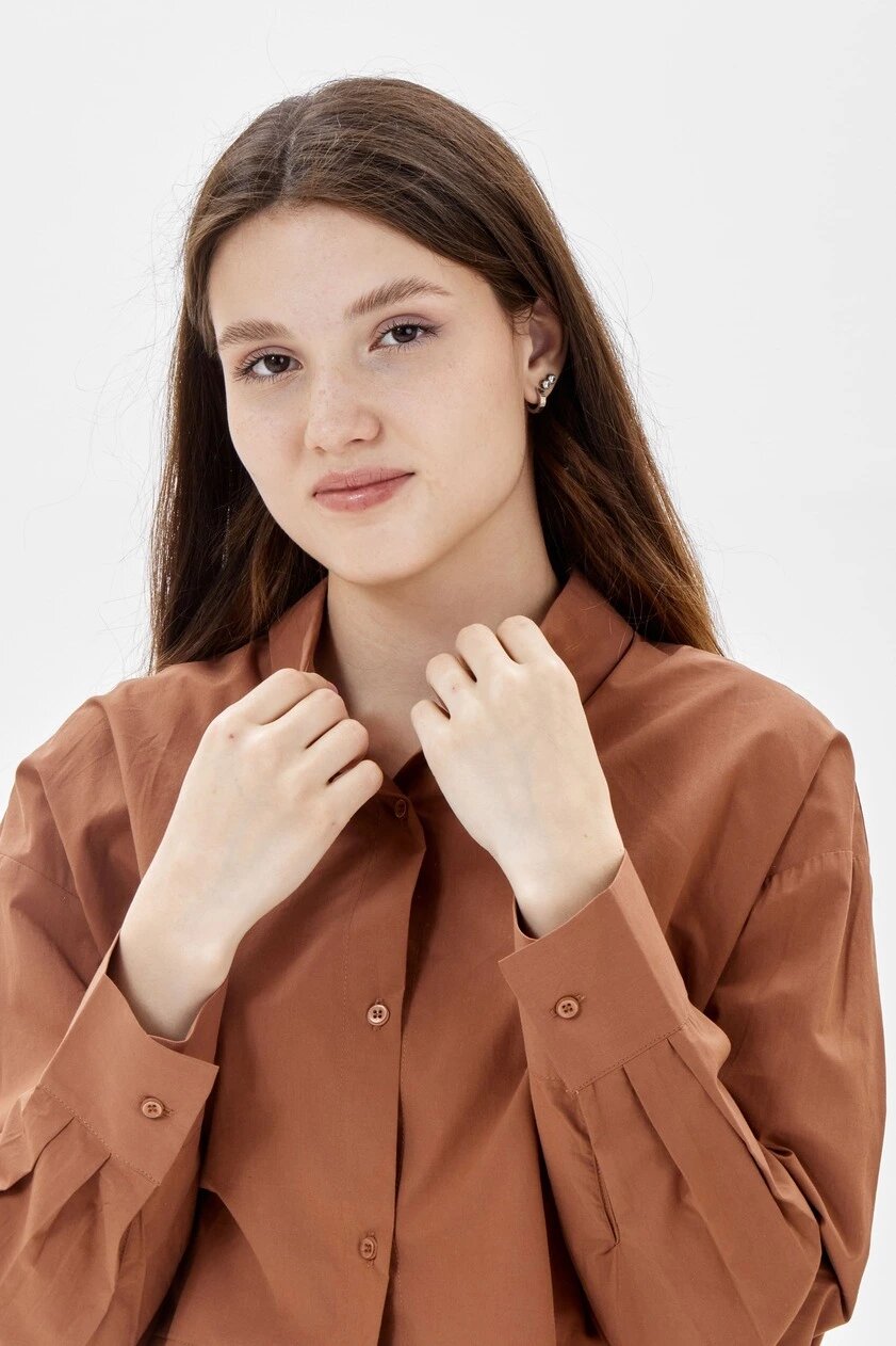 Рубашка Selfie, размер M, коричневый — фото 1