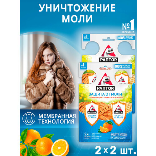 Гелевая секция от моли Двойной эффект, Раптор - средство от моли, 2 шт.