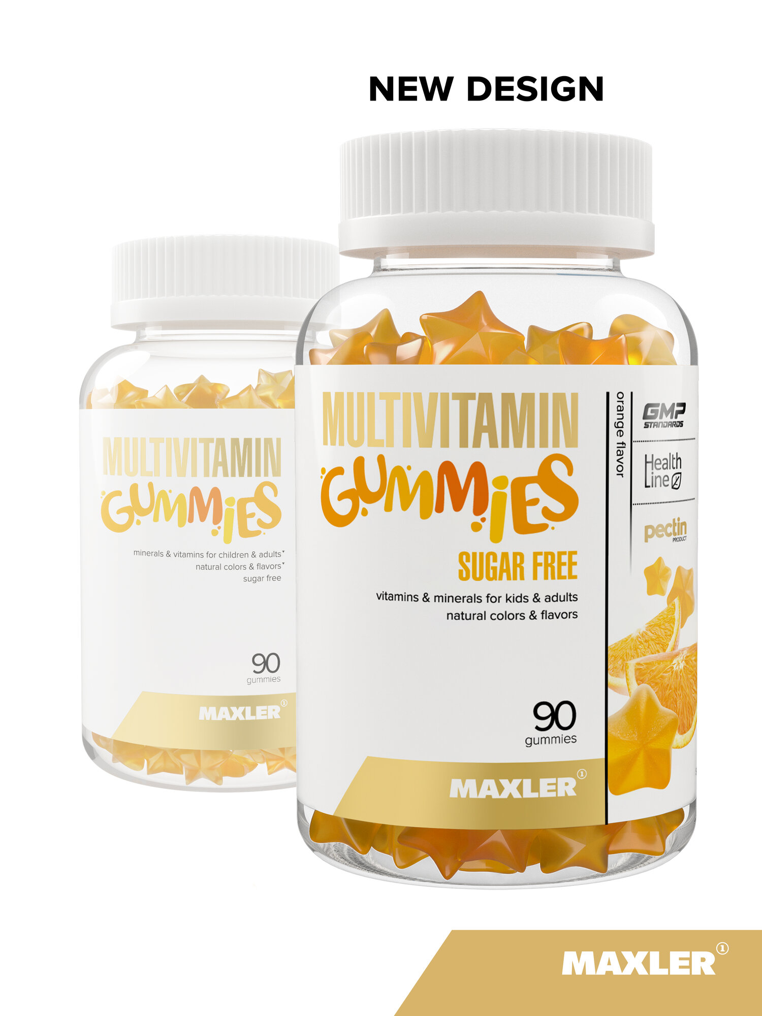 Мультивитамины для детей от 4-х лет без сахара Maxler Multivitamin Gummies Sugar Free 90 шт - Апельсин — фото 1