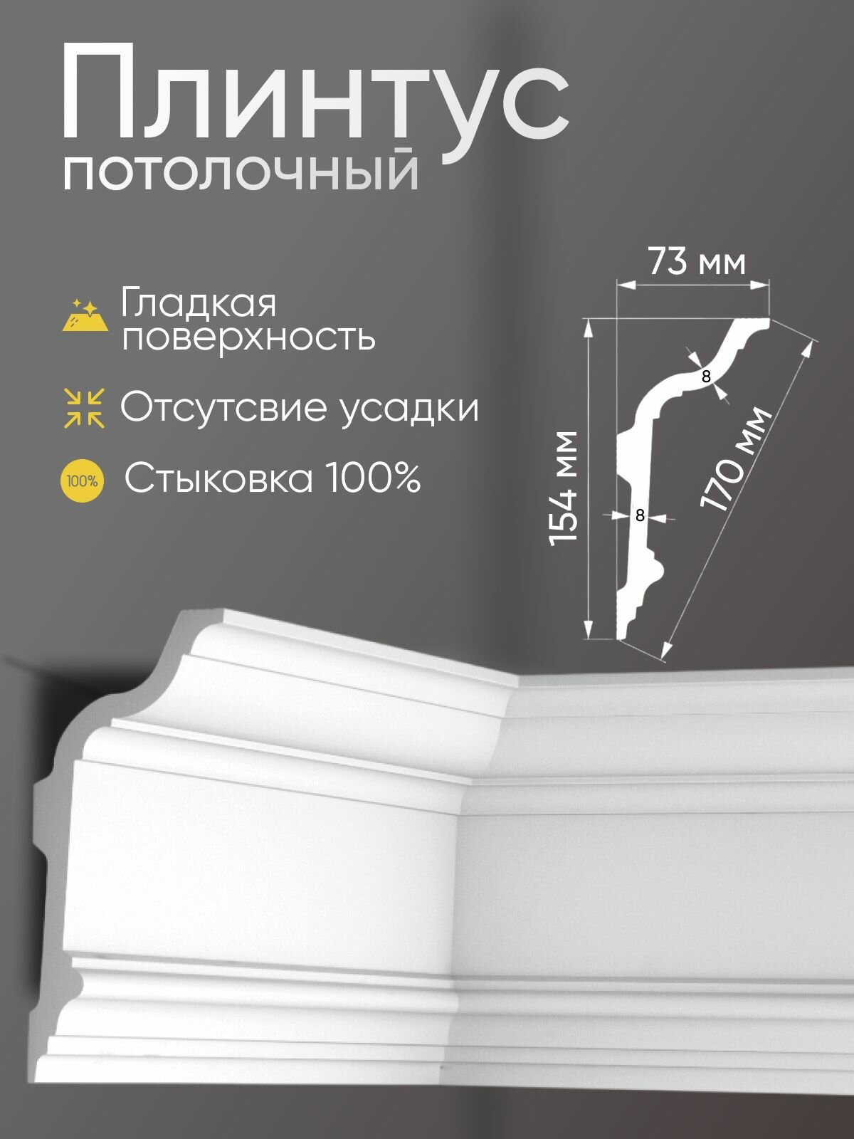 Плинтус потолочный 4 шт GLANZEPOL 200 см пенополистирол белый GPL5