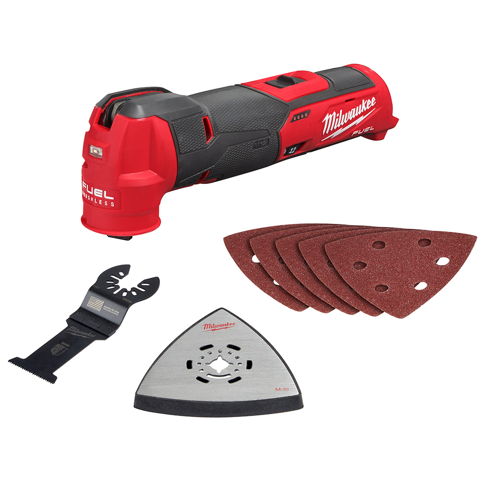Реноватор Milwaukee 2526-20 M12 FUEL / 1 насадка / 1 лезвие / 5 шлиф. листов