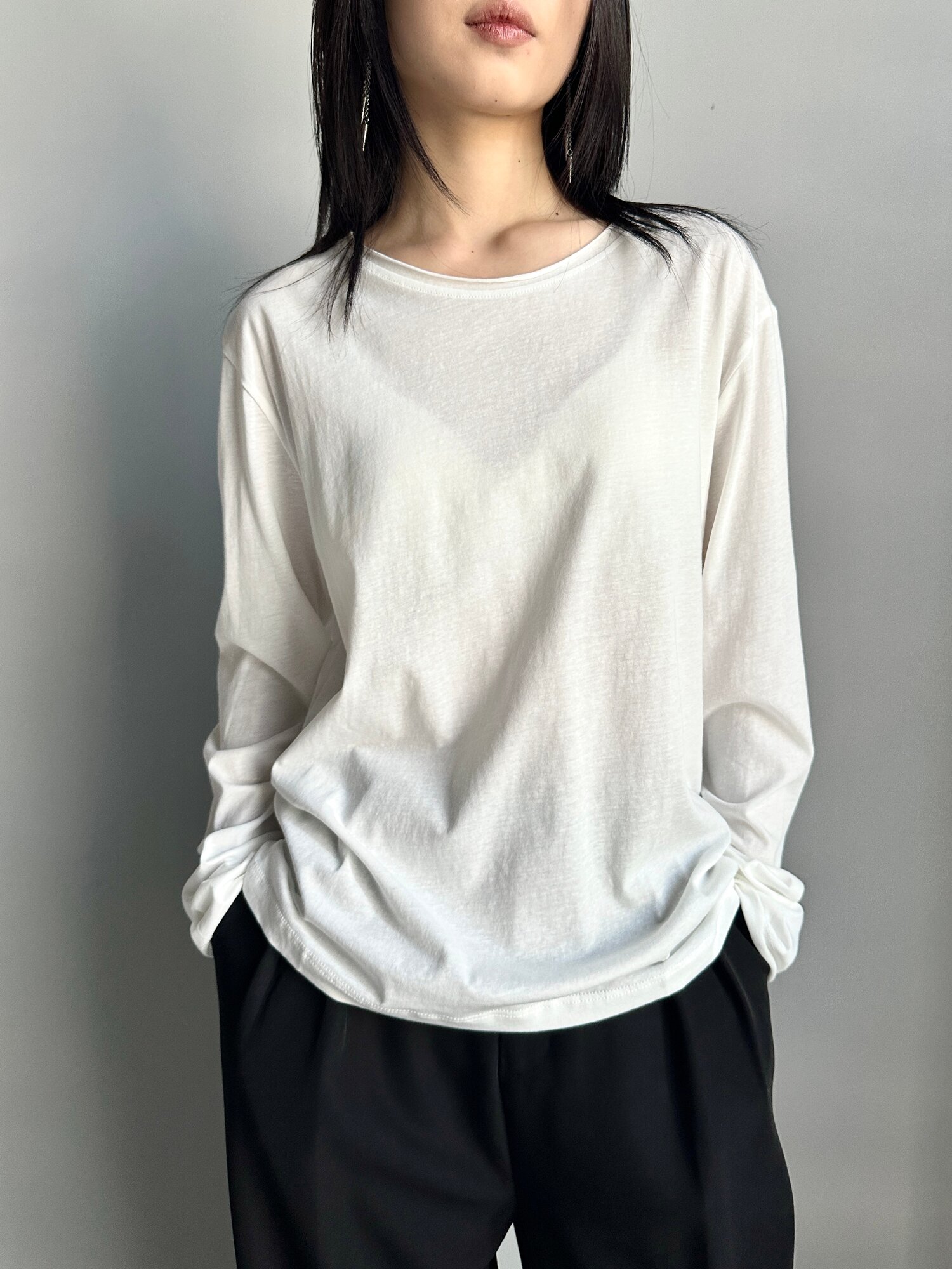 Лонгслив INK Черный, Белый, Синий, размер Std, , белый — фото 1