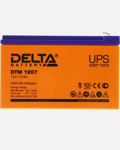 Изображение товара Аккумуляторная батарея DELTA DTM 1207, 12V, 7.2Aч, быстрая зарядка