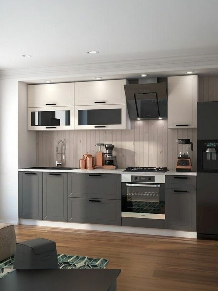 Кухонный гарнитур Монако МДФ 26м белый снег/графит со столешницей