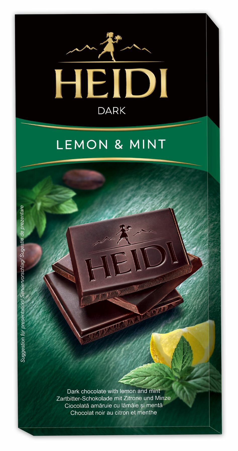 HEIDI dark Lemon and Mint темный шоколад с кусочками лемона и мятой