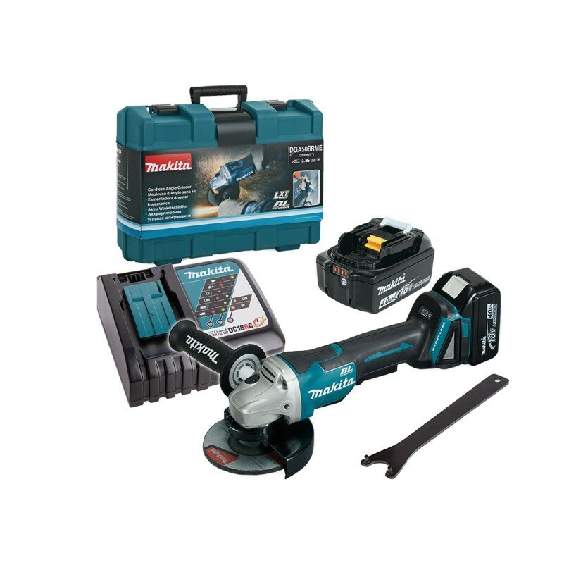 Аккумуляторная УШМ 125мм Makita DGA508RME (18V 2 x 4.0Ah Li-Ion)