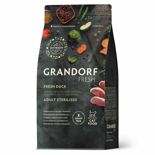 Grandorf Fresh для кошек стерилизованных Утка с бататом 2 кг.