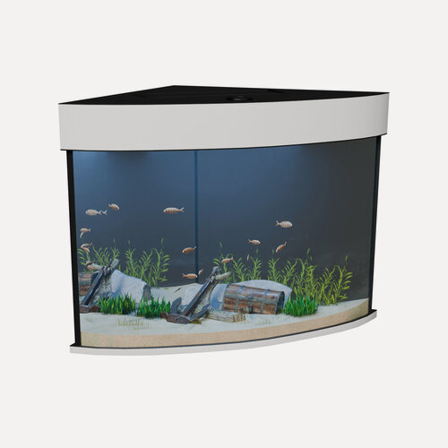 Изображение товара Аквариум 120 литров угловой с крышкой и освещением (58х58х57см) для рыбок