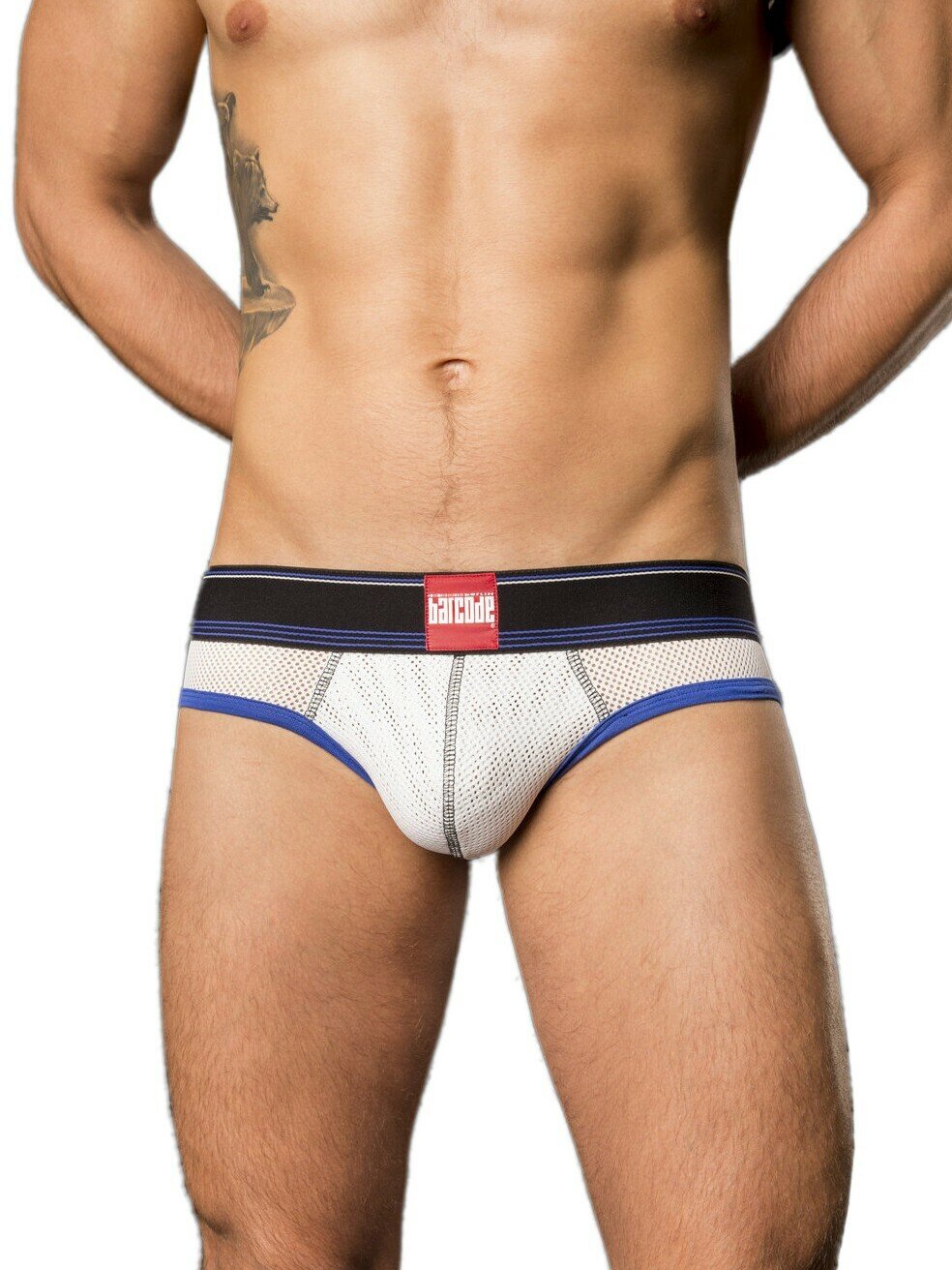 Трусы-джоки "Backless Briefs Bond Street - White/Navy/Black" / Barcode Berlin / Белый / Размер XL