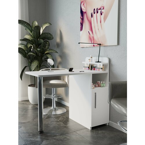 Стол маникюрный складной с дверкой белый, универсальный, кухонный, письменный Kvadro Mebel