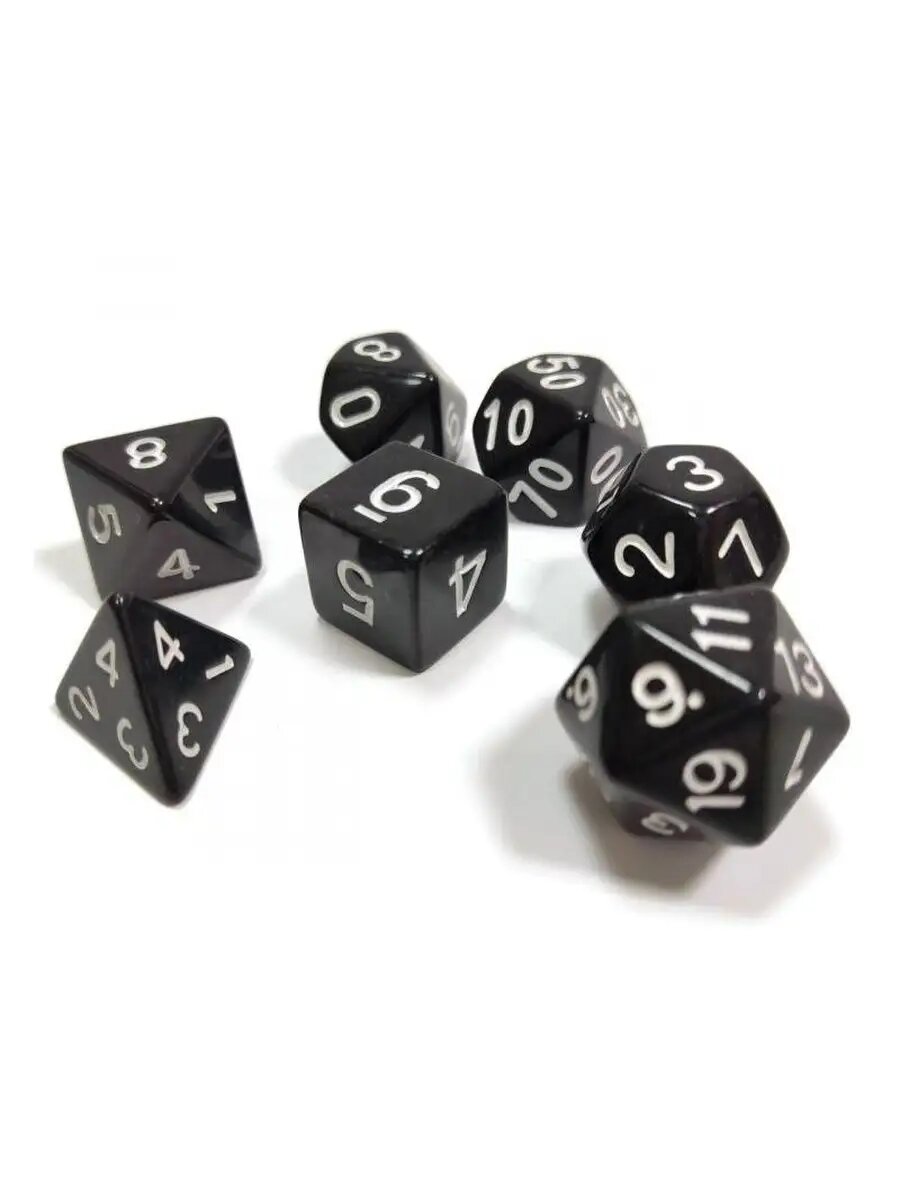 Набор ZVEZDA из 7 черных игровых кубиков для ролевых игр