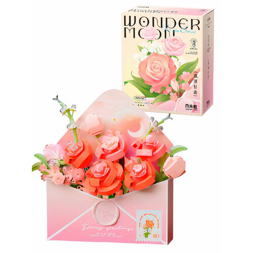 Конструктор Wonder Moon Цветы в конверте - красные (мини детали) 804220