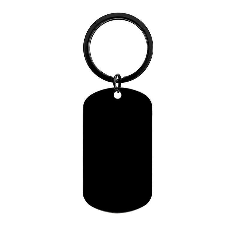Черный 45x25мм Закругленный Жетон Нержавеющая Сталь Пустой Брелок с Кольцом - Гравировка