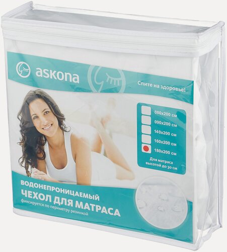 Изображение товара Чехол на матрас Аскона, Miracle Membrane, водонепроницаемый, с бортом, 180x200x25 см