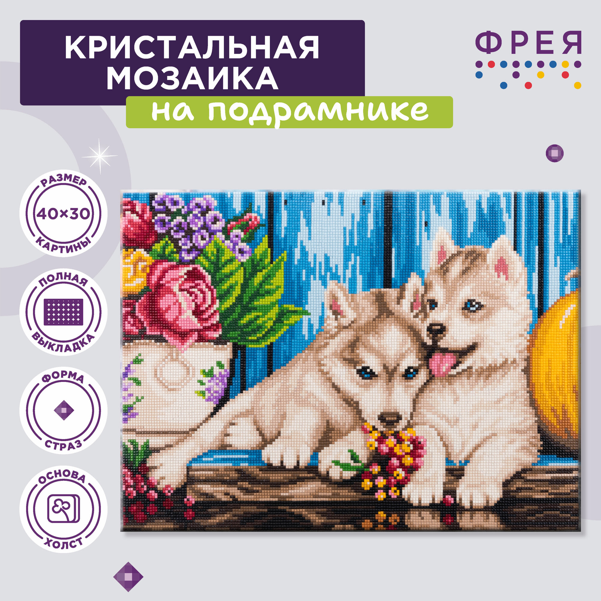 Алмазная (кристальная) мозаика с холстом на подрамнике 30 х 40 см 