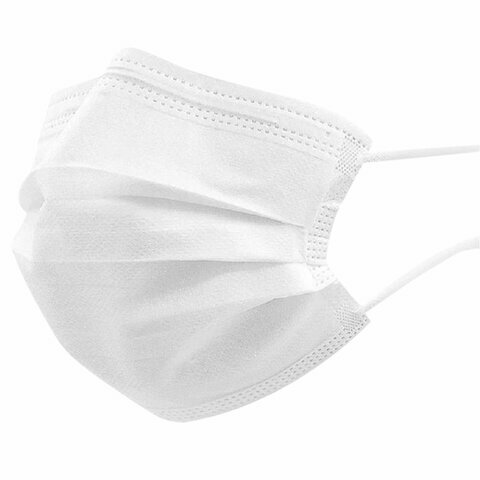 10 шт. Маски одноразовые медицинские комплект 50 шт 3-х слойные белые фильтр СМС упаковка полиэтиленовая