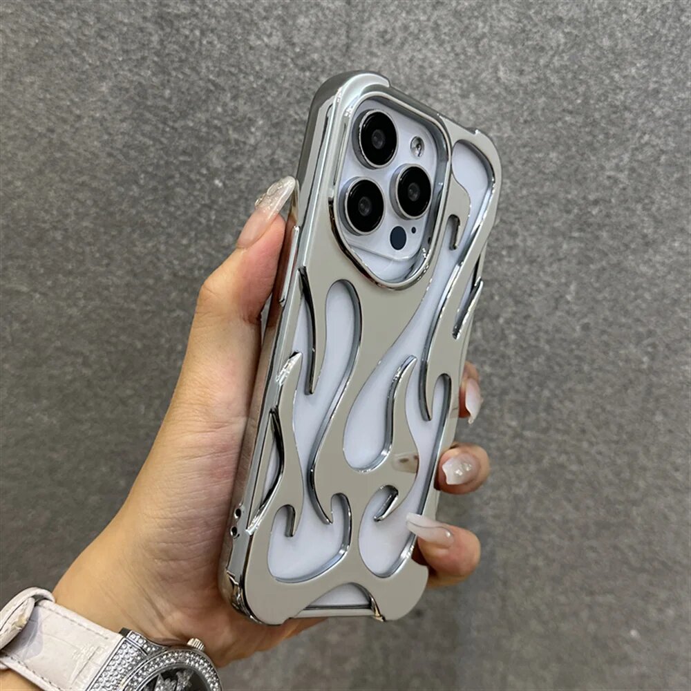 Чехол для телефона Fire Hollow для iPhone 15, 14, 13, 12, 11 Pro Max Plus, крутая дышащая защита камеры, мягкая задняя крышка