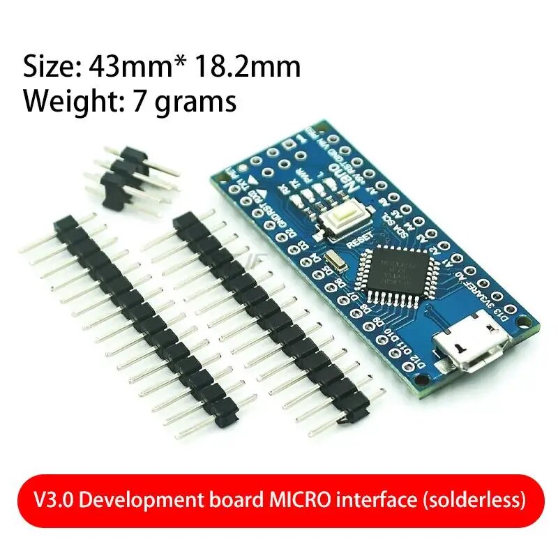 Плата микроконтроллера Nano V3.0 ATmega328P CH340G, MICRO USB