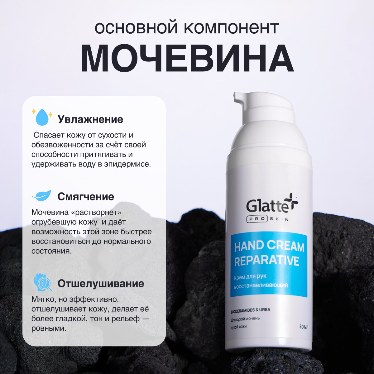 Крем для рук увлажняющий с мочевиной, питательный, 50 мл. Glatte ProSkin — фото 1