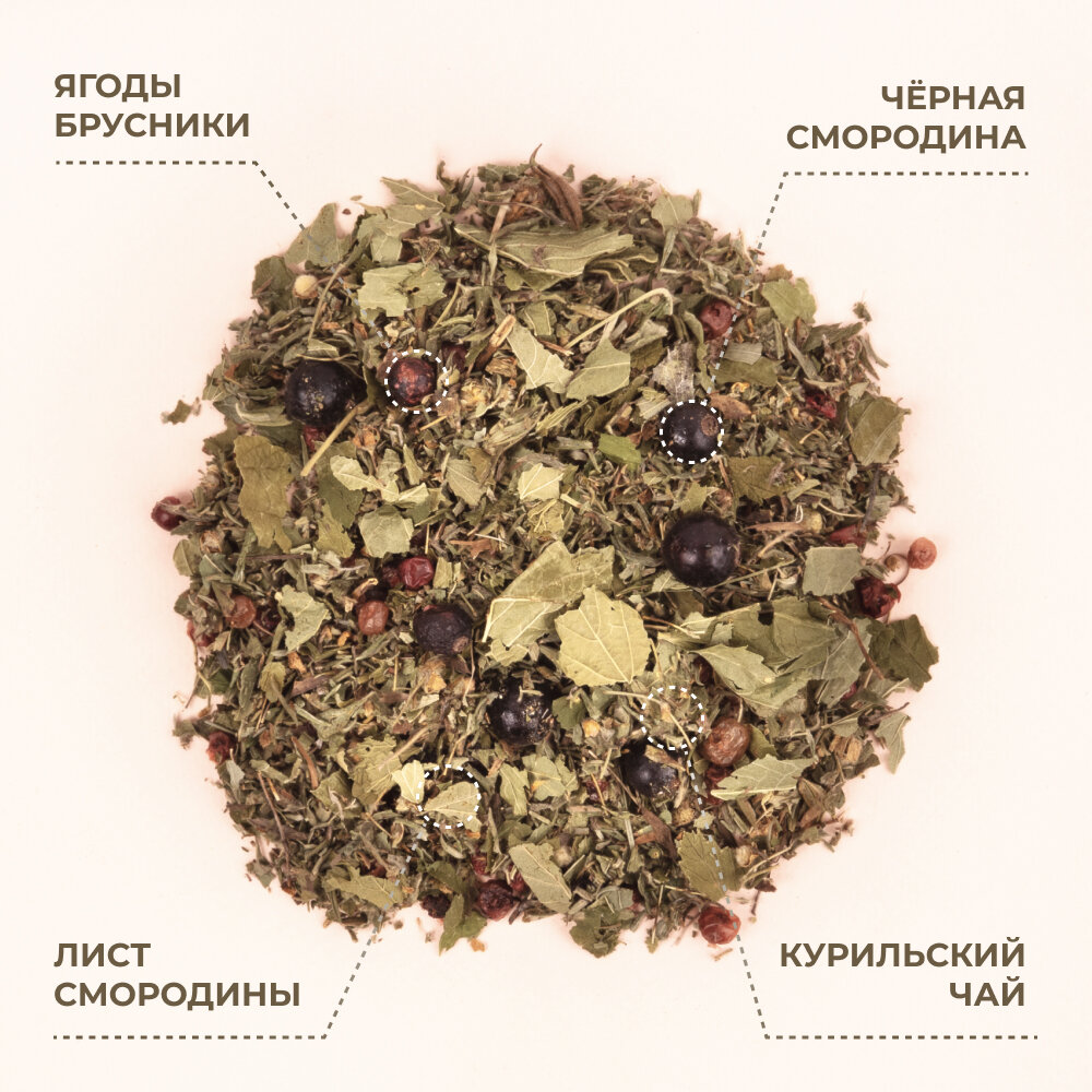 Чай Курильский чай с брусникой и черной смородиной Предгорья Белухи / Smart Bee, 45 гр — фото 1