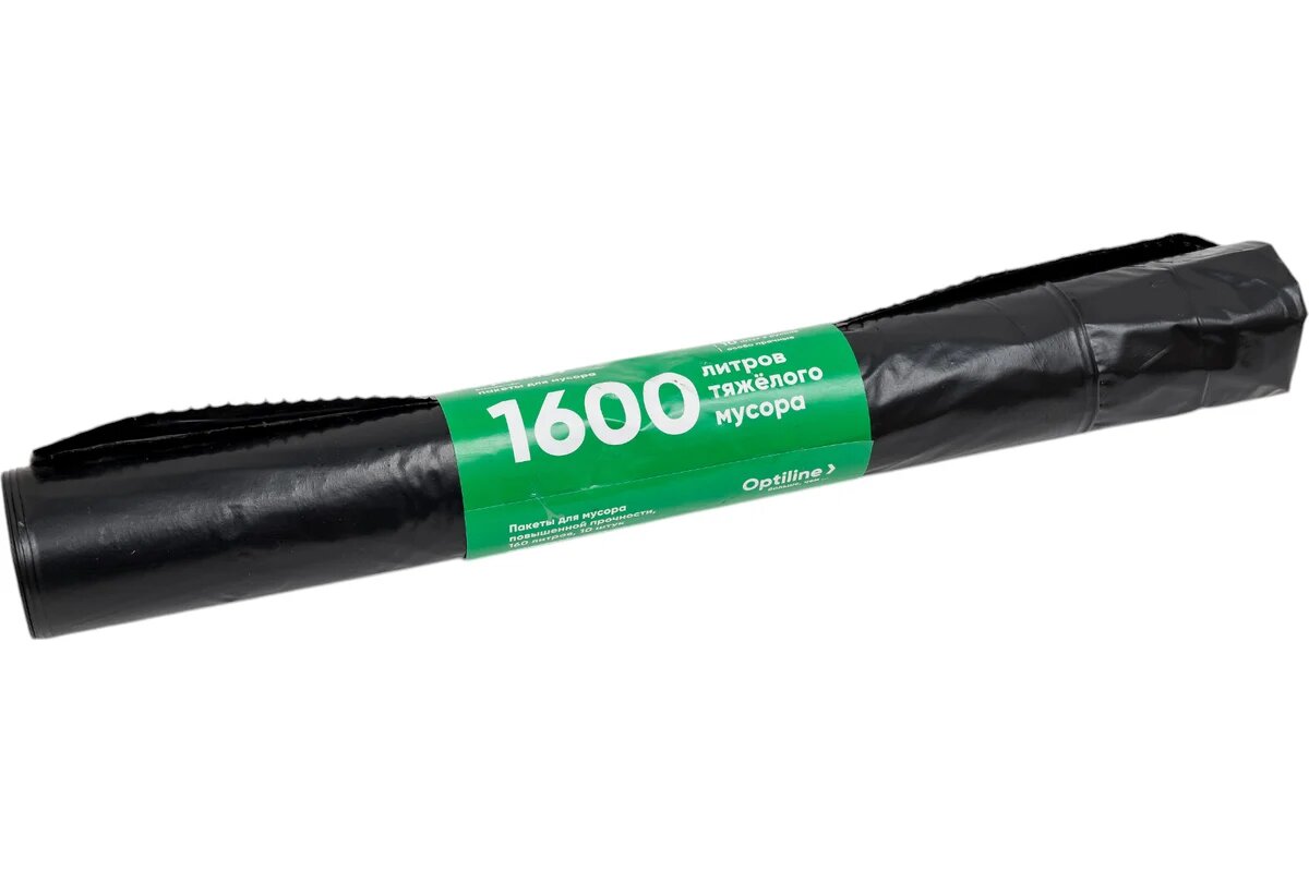 Optiline Пакеты для мусора Премиум ПВД 90x110 см 50 мкм 160л черные в рулоне 10 шт. 23-0053